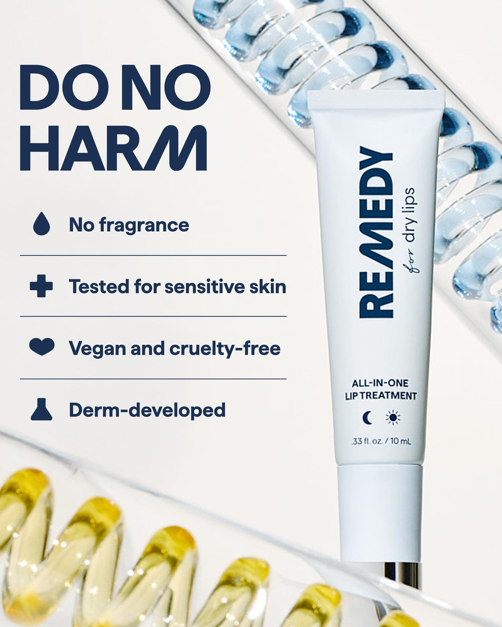 Remedy Science levres-avant-apres-application montre l'efficacité sans sensation collante.
