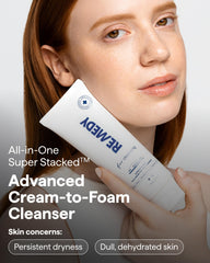 Remedy Science Rich Cream Cleansing bottle with pump indicates easy, gentle cleansing