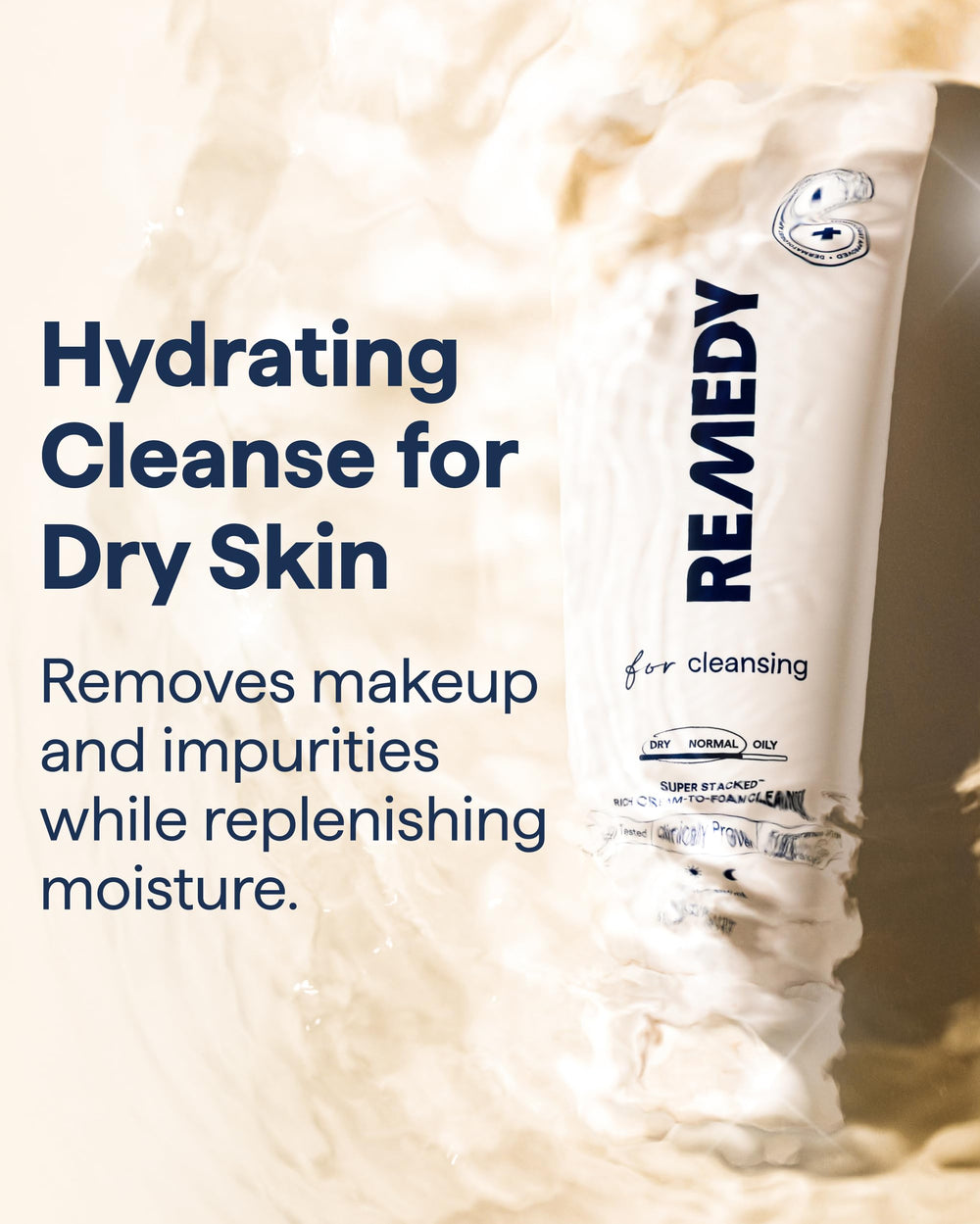 Remedy Science Rich Cream Cleansing texture close-up reveals cream-to-foam action