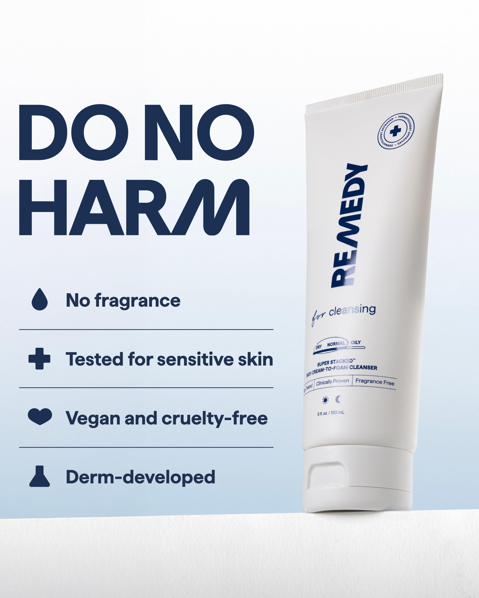 Dermatologist card features board-certified endorsement for trust