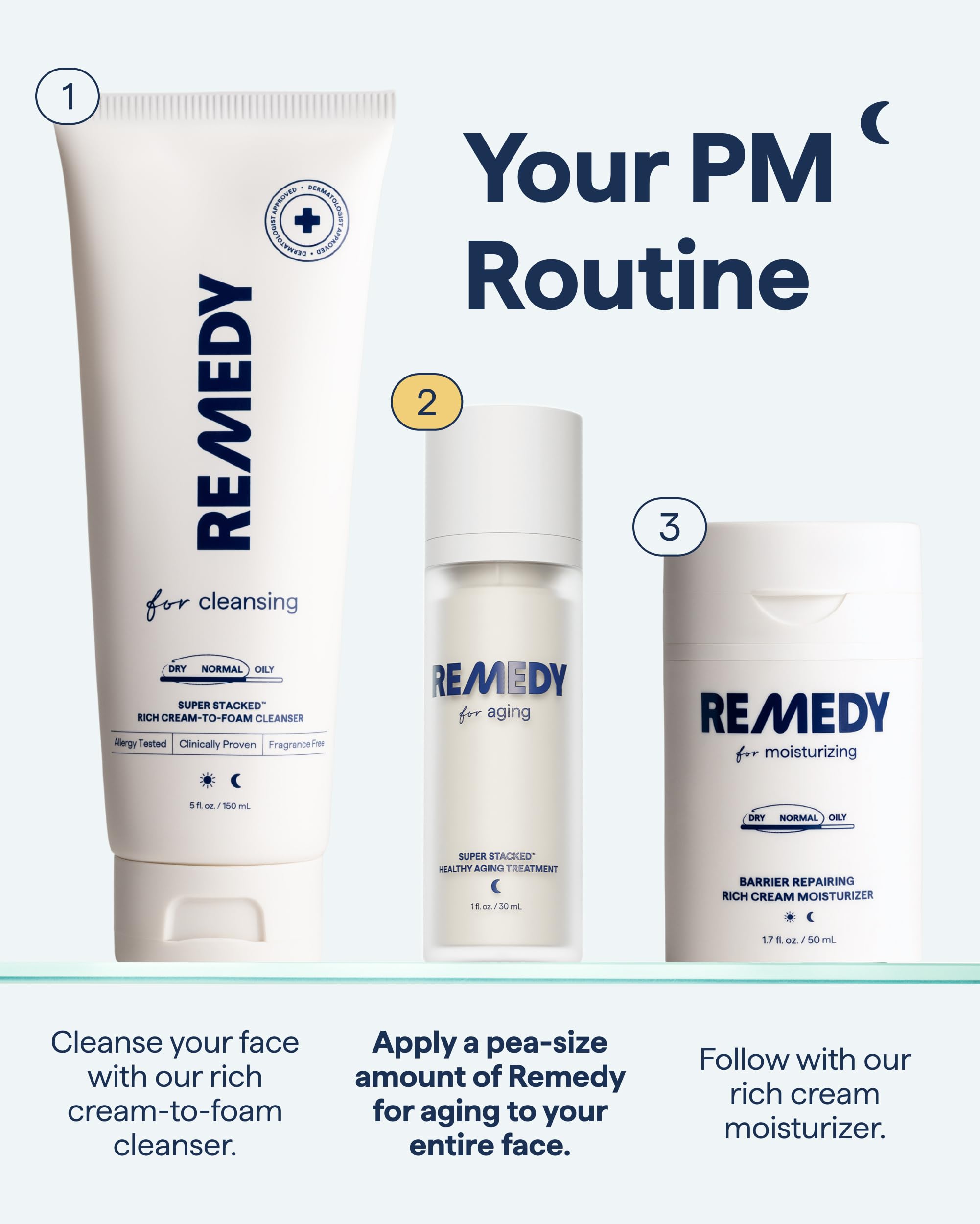 Remedy Science sérum anti-âge, application visage pour une peau lisse.