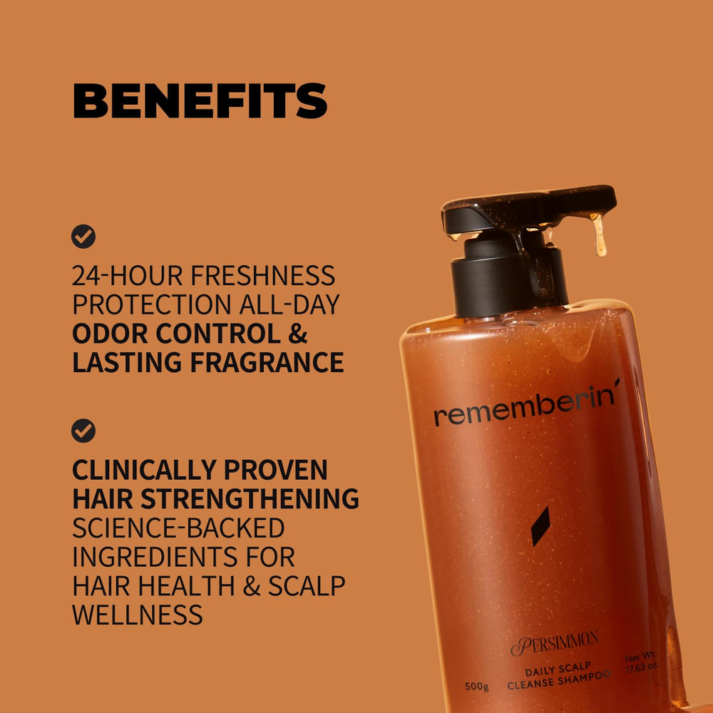 Rememberin Persimmon Shampoo – poudre de coquilles de noix exfoliante en douceur