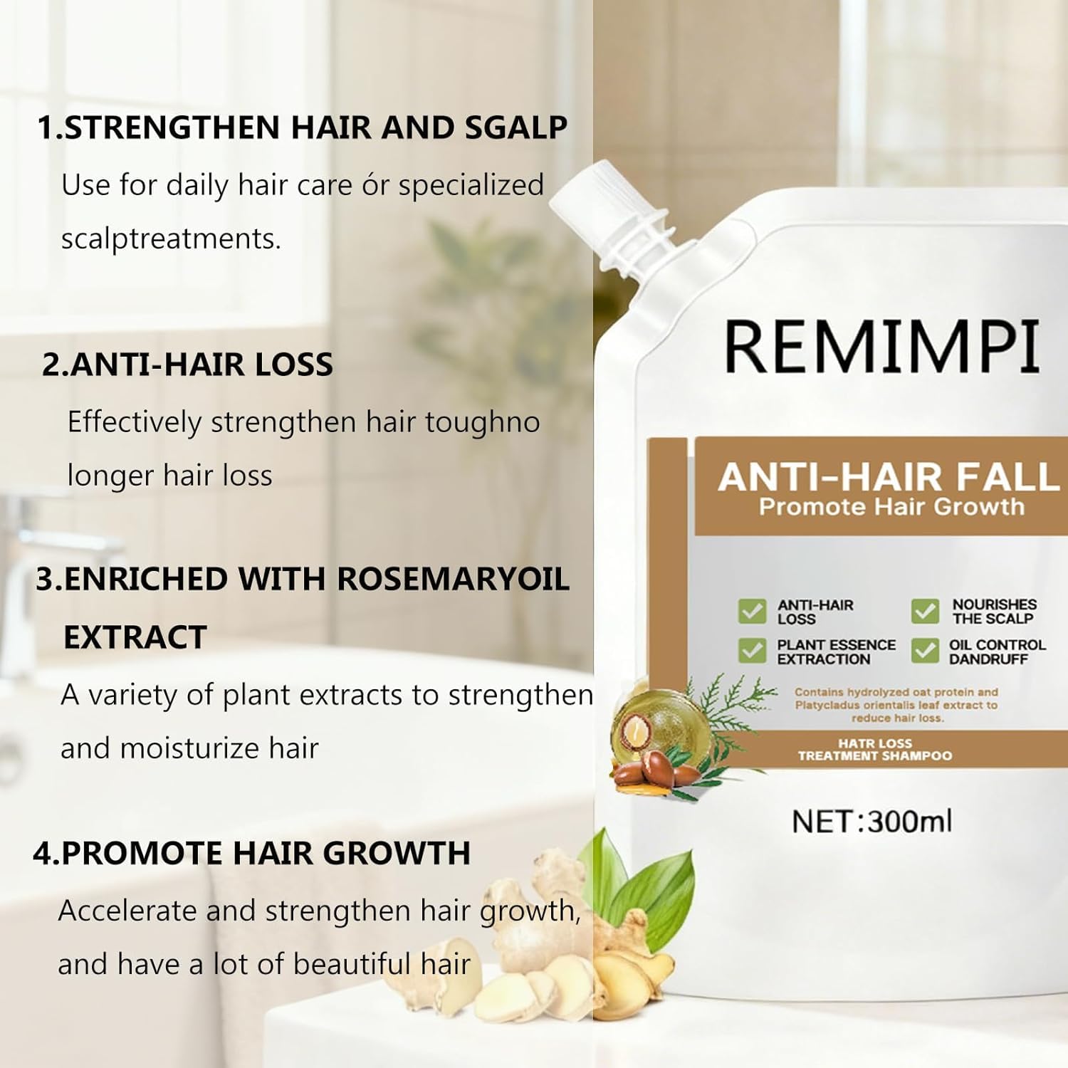 REMIMPI anti hair-loss shampoo foam demonstrates rich lather for scalp cleansing