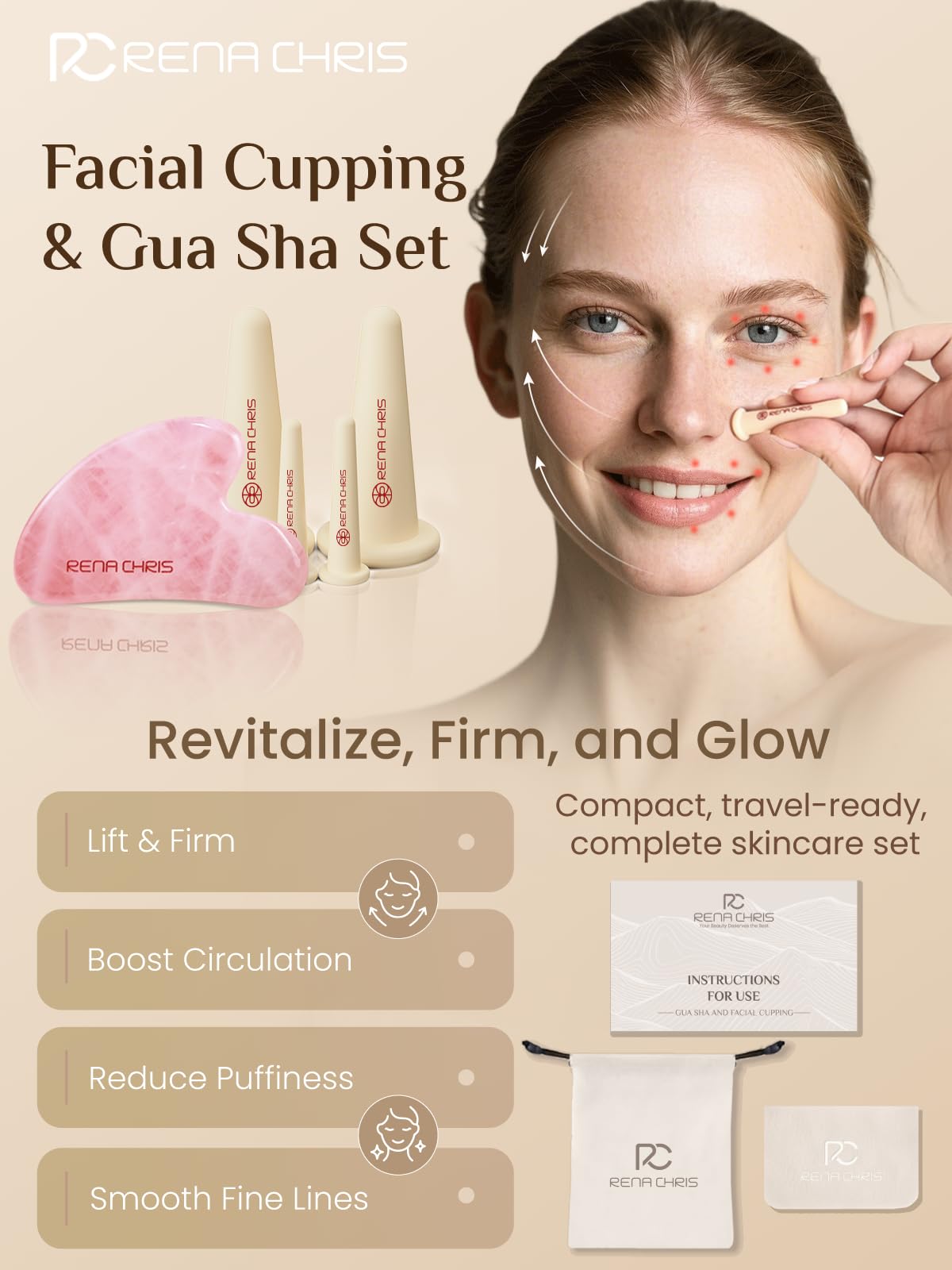Rena Chris: Gua Sha en quartz rose pour un rituel apaisant du visage.