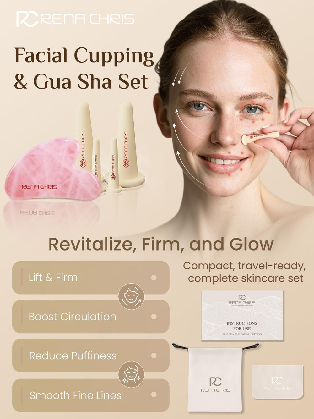 Rena Chris: Gua Sha en quartz rose pour un rituel apaisant du visage.