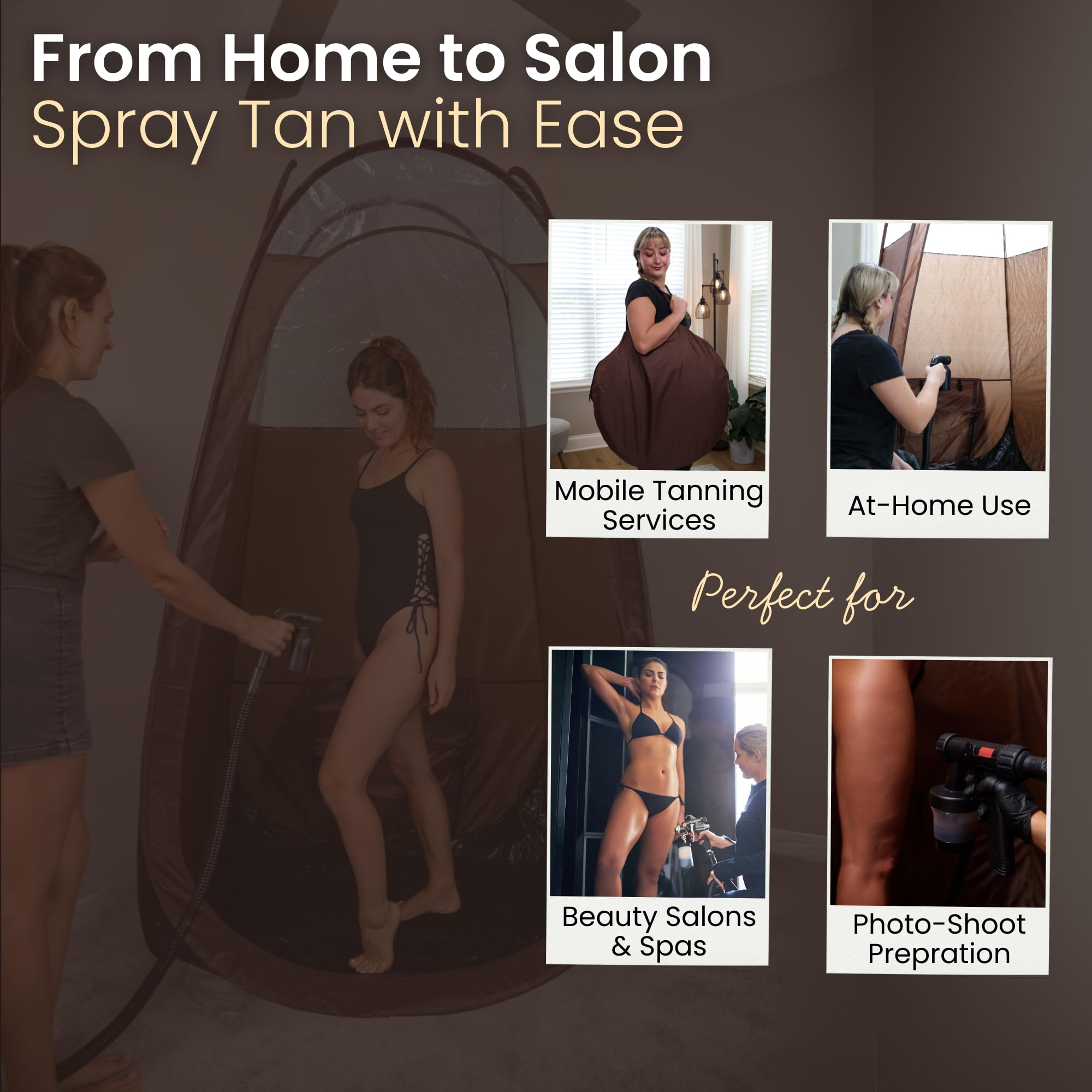 Reneebeautytan tente spray tan avec fenêtre claire brun, visibilité améliorée