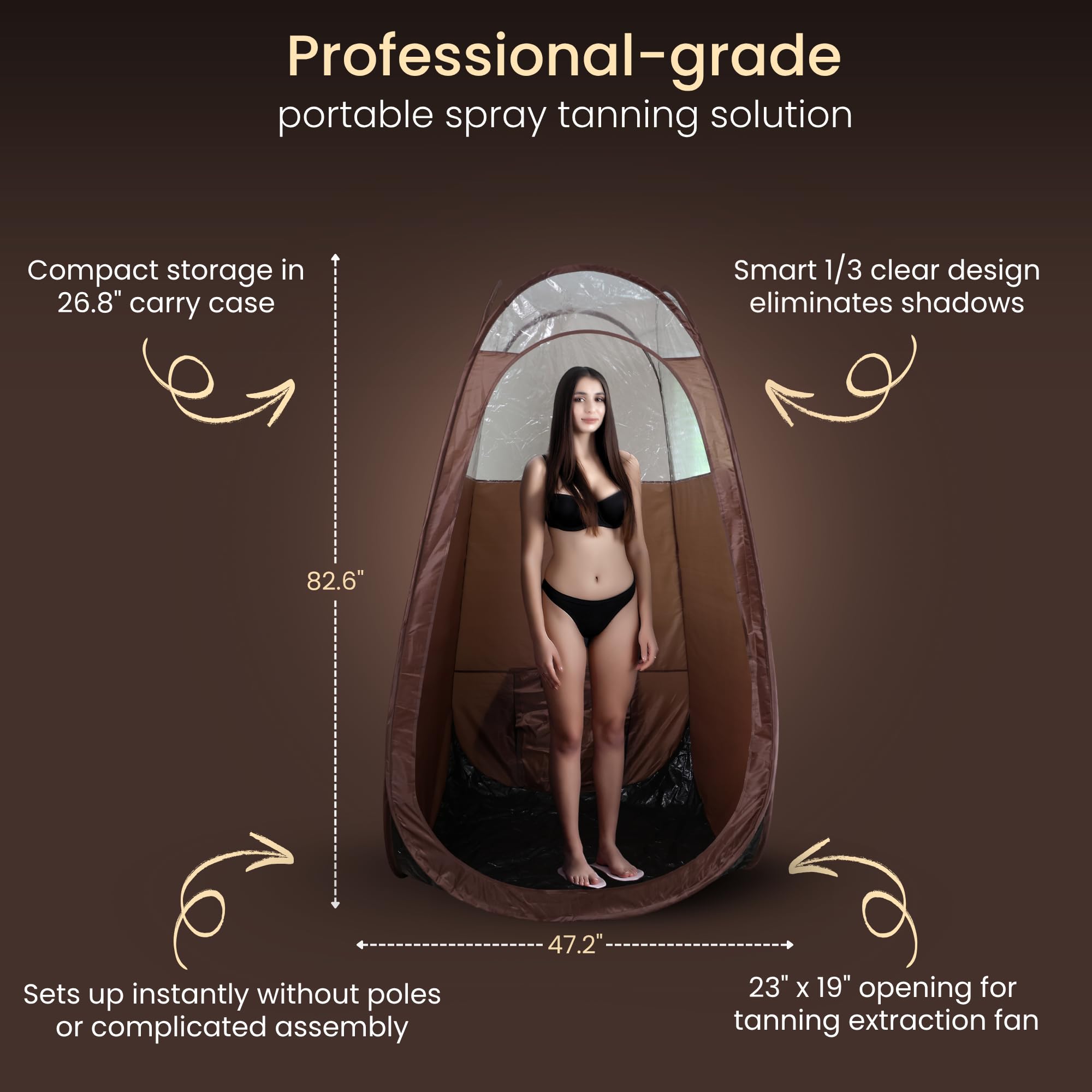 Reneebeautytan tente spray tan pop-up brun, installation rapide et pratique