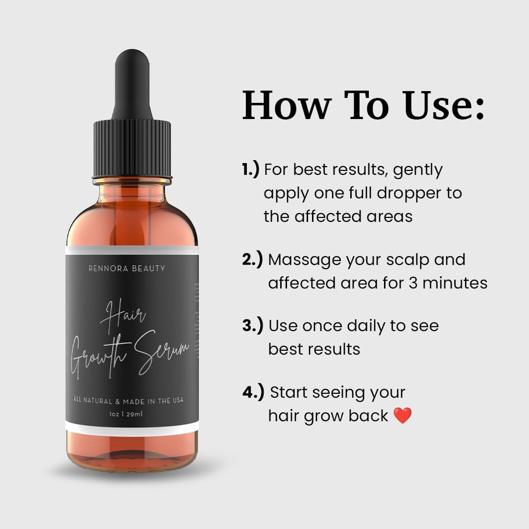 Rennora Beauté Sérum croissance capillaire, massage du cuir chevelu pour stimuler les racines.