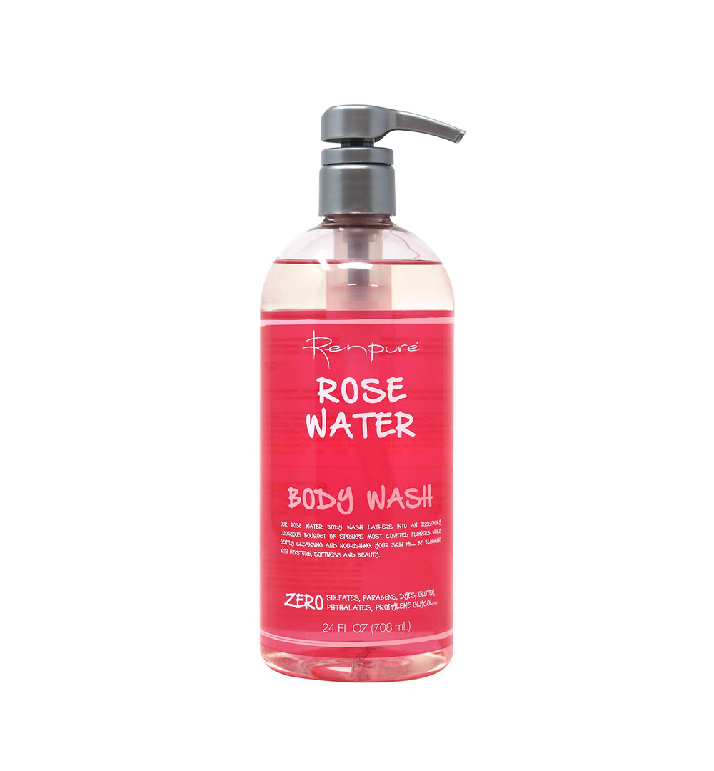 Renpure eau de rose, bouteille prête pour une douche rafraîchissante et hydratante.