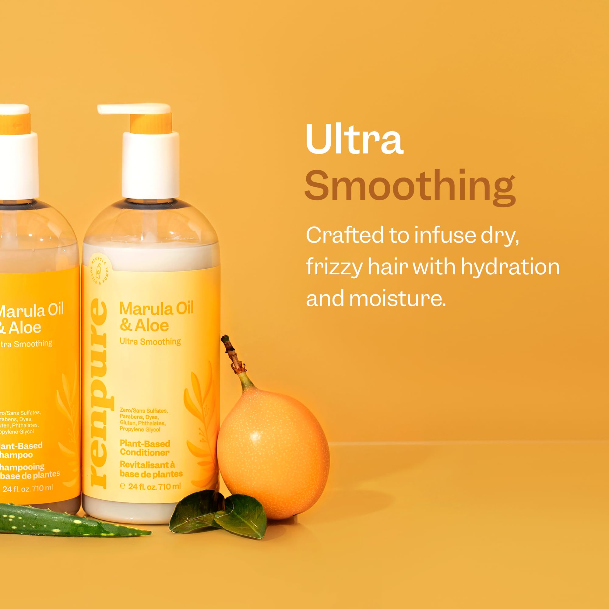 Démêlage facilité avec RENPURE Marula Aloe sur cheveux humides