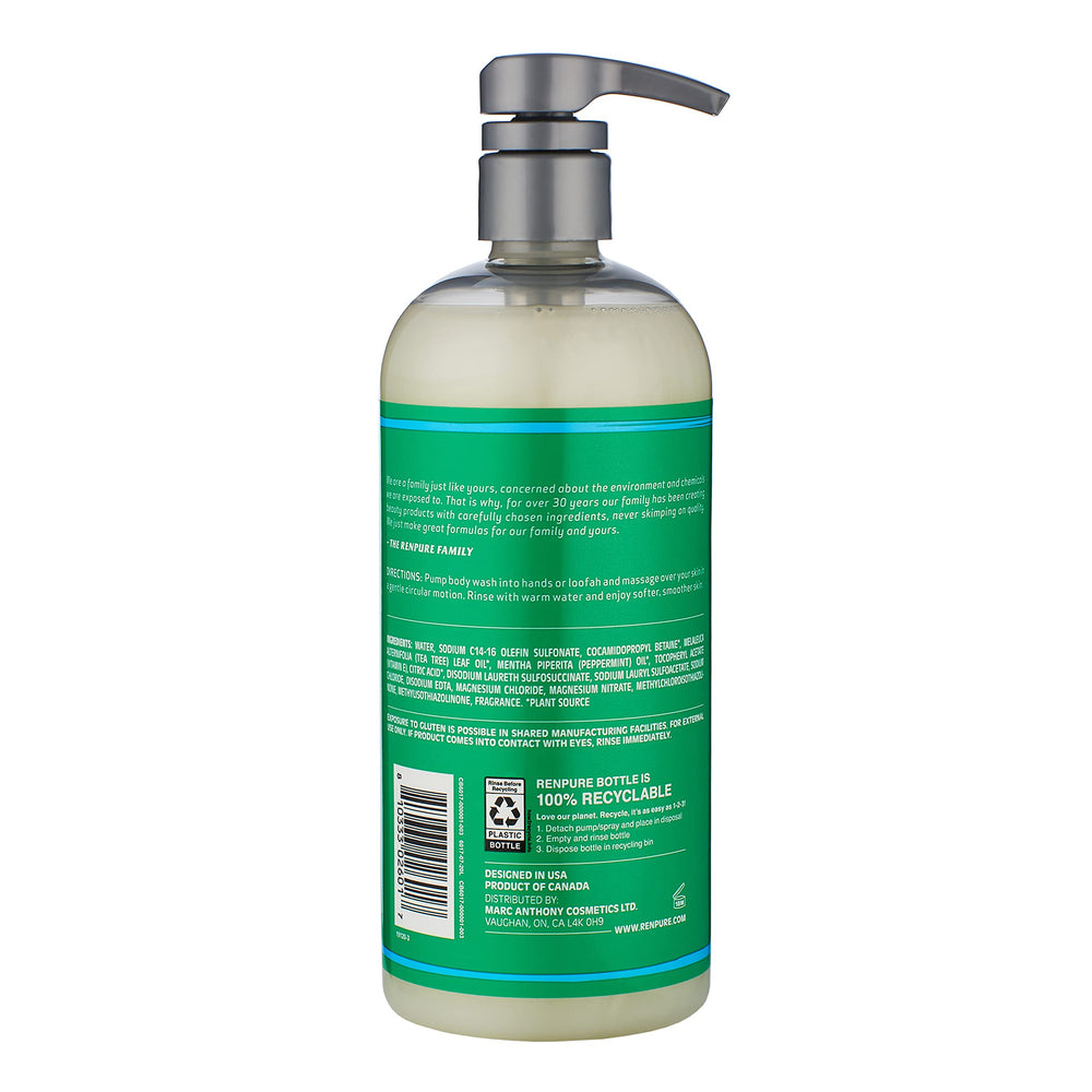 Renpure emballage sans sulfates: formule douce adaptée peau sensible et hydratée.