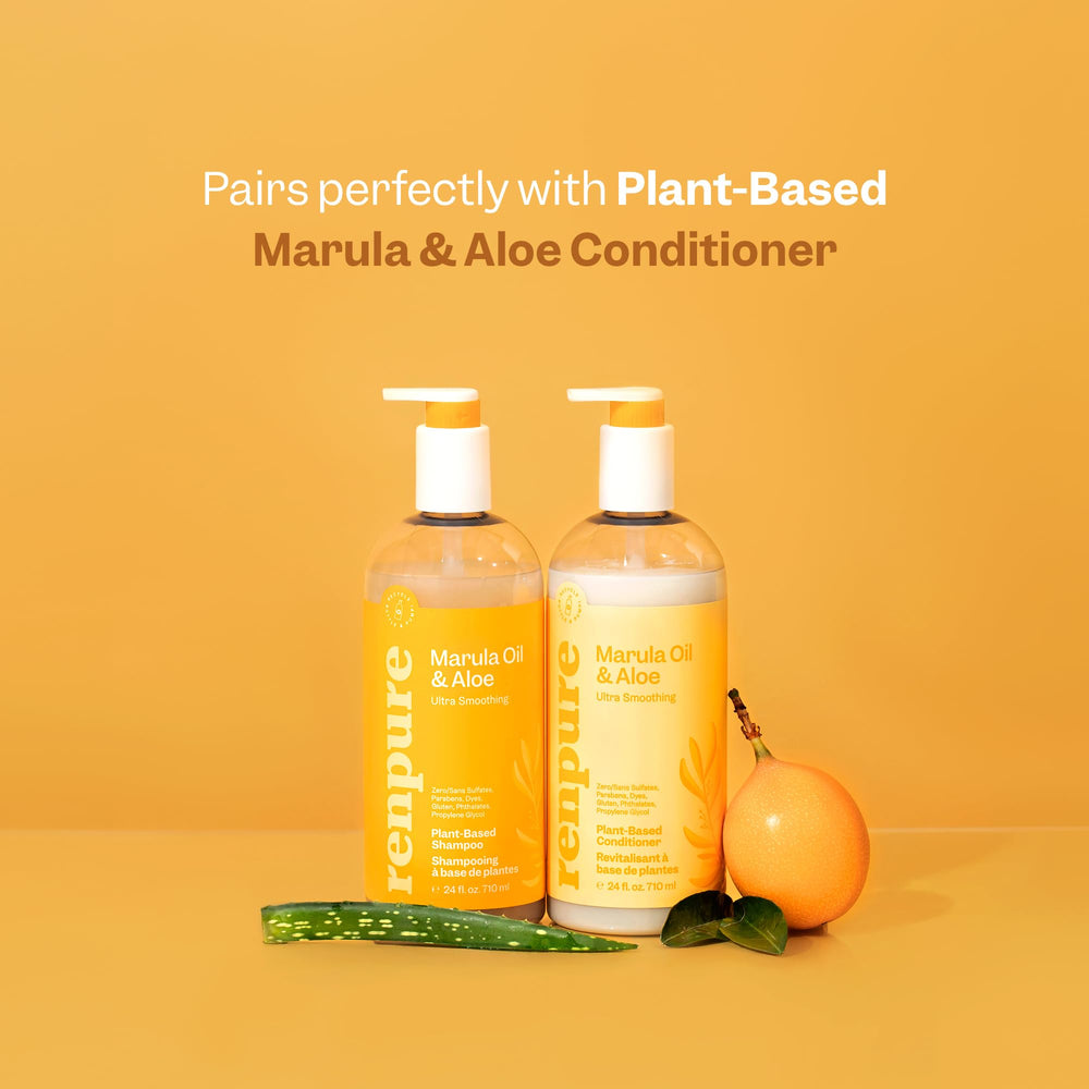 Renpure Shampoing Marula Aloe – cheveux lisses et frisottis maîtrisés.