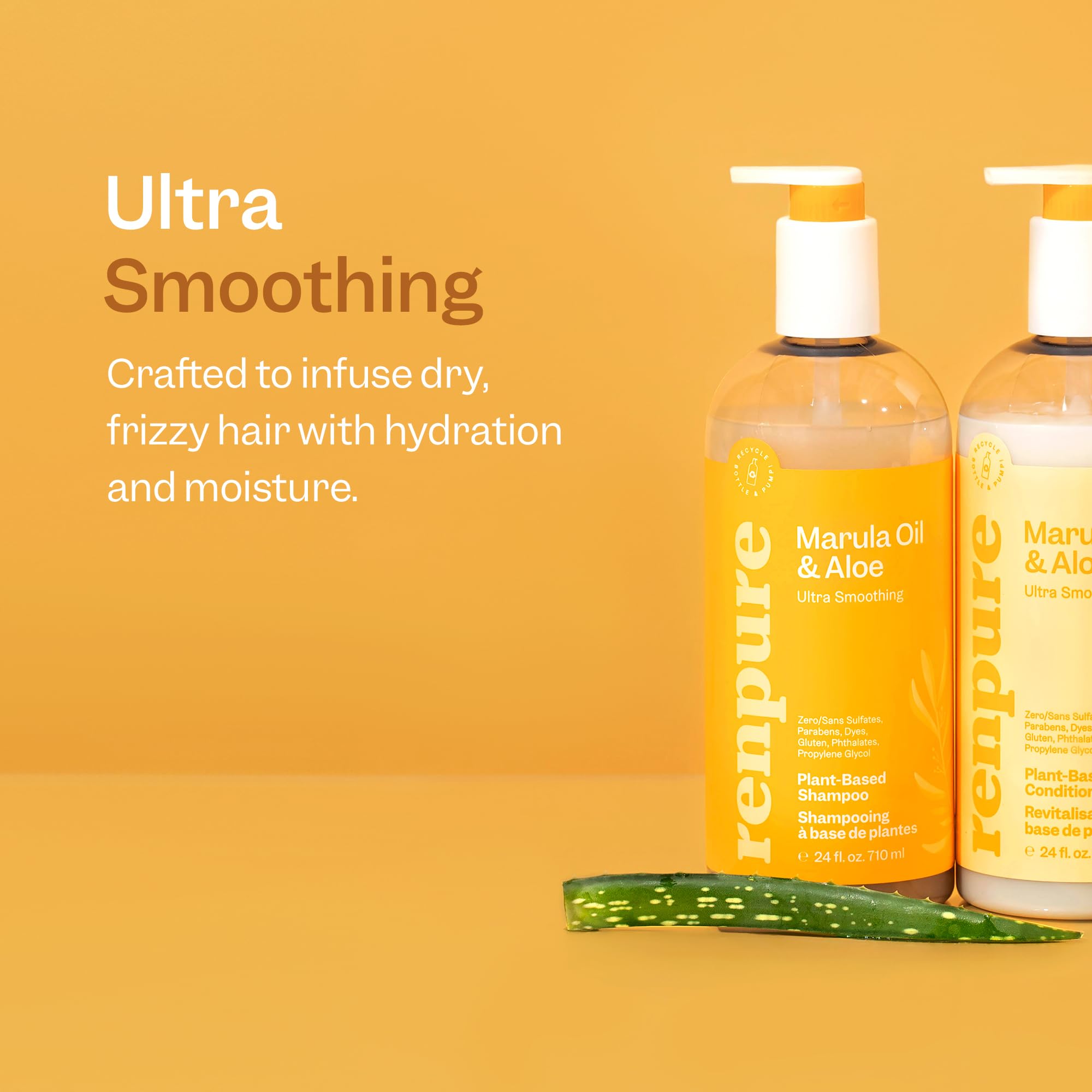 Renpure Shampoing Marula Aloe – texture légère pour hydratation ciblée.
