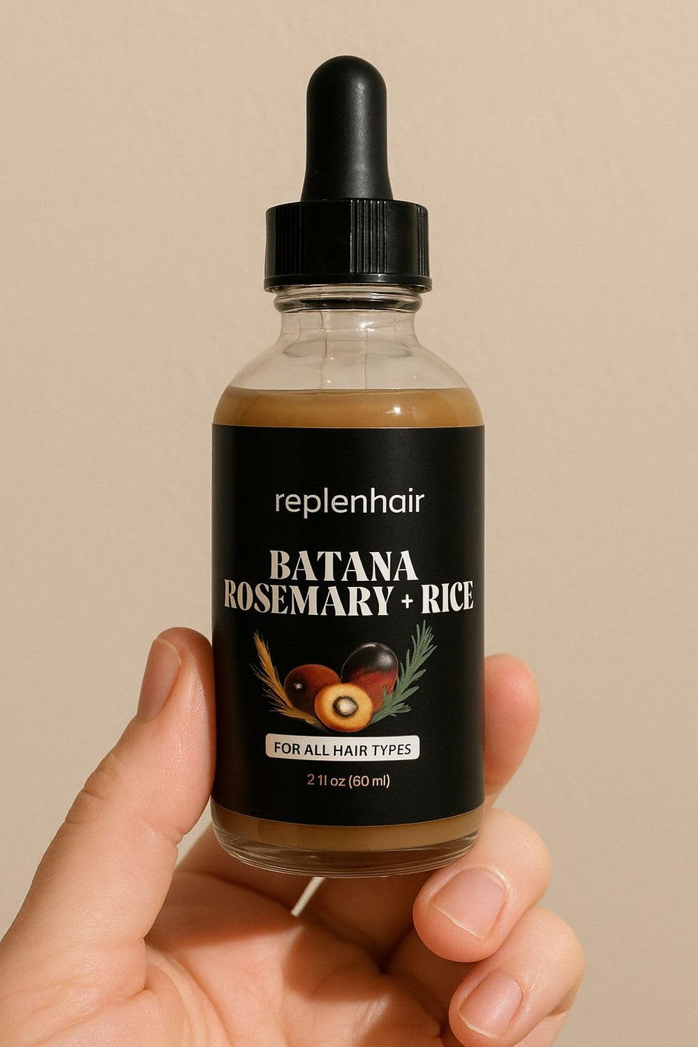 Massage cuir chevelu Replenhair Batana: confort apaisant et réduction des irritations.