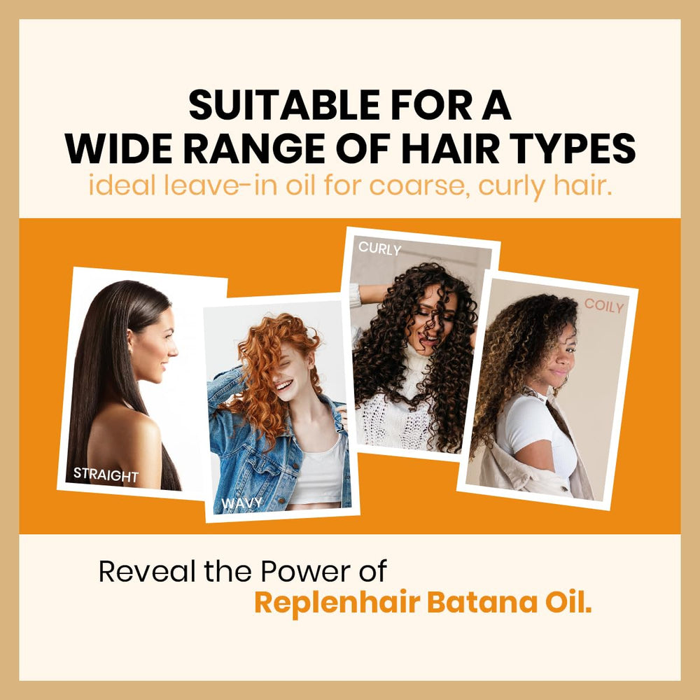 Cheveux polyvalents Replenhair Batana: convient à tous types et routines capillaires.