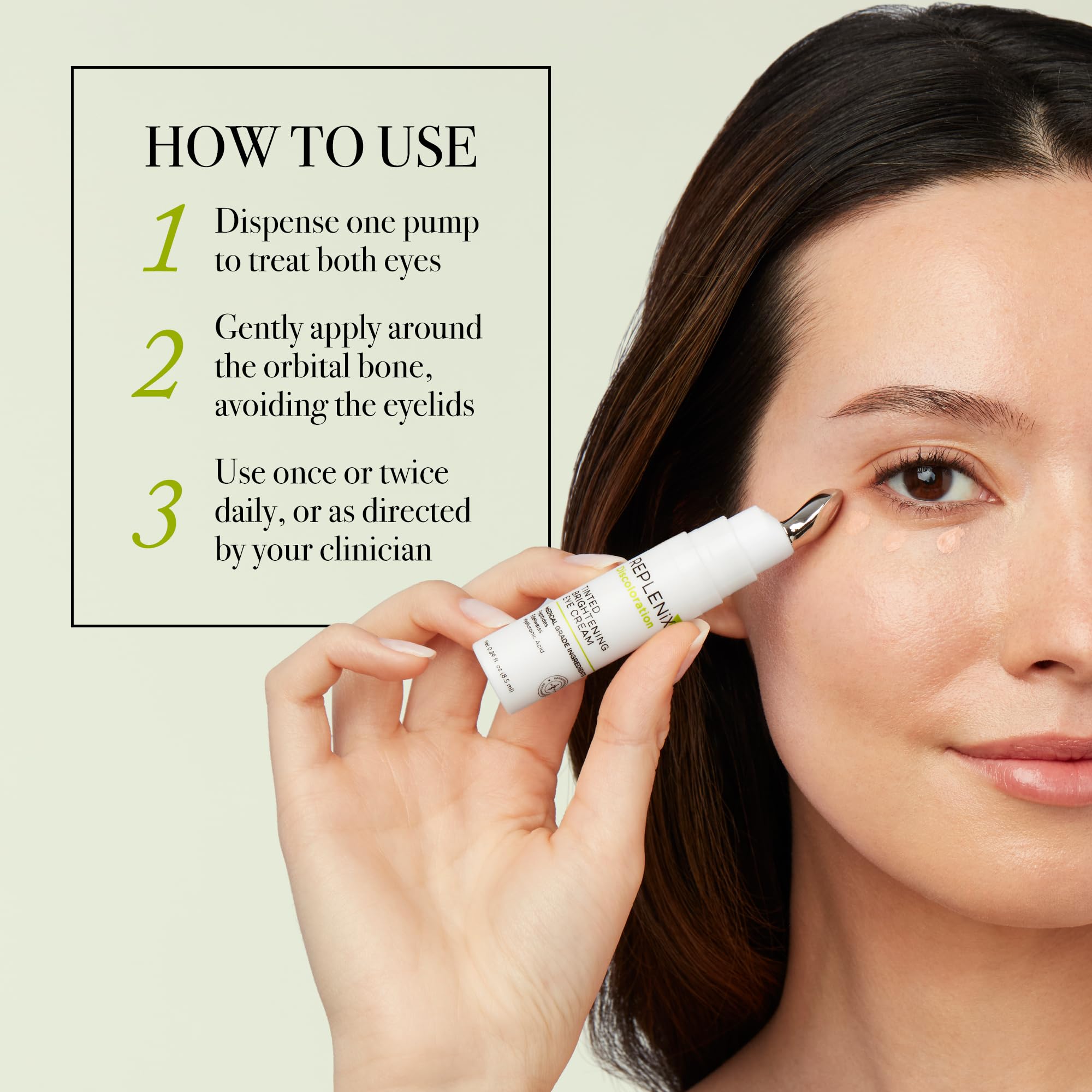 Replenix crème ciblant cernes et poches pour un regard plus frais.