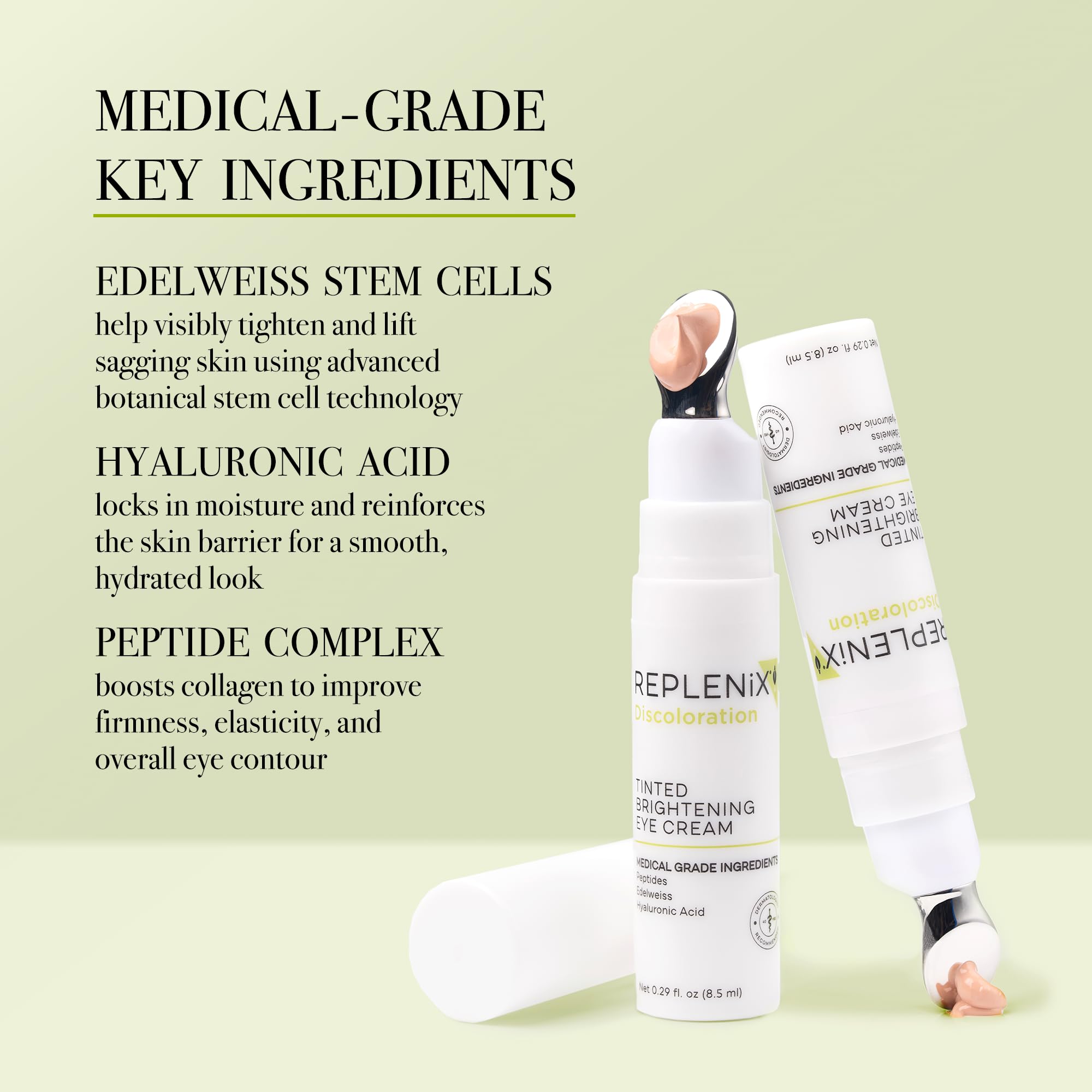 Replenix contour yeux raffermissant avec peptides et Edelweiss pour lissage des ridules.