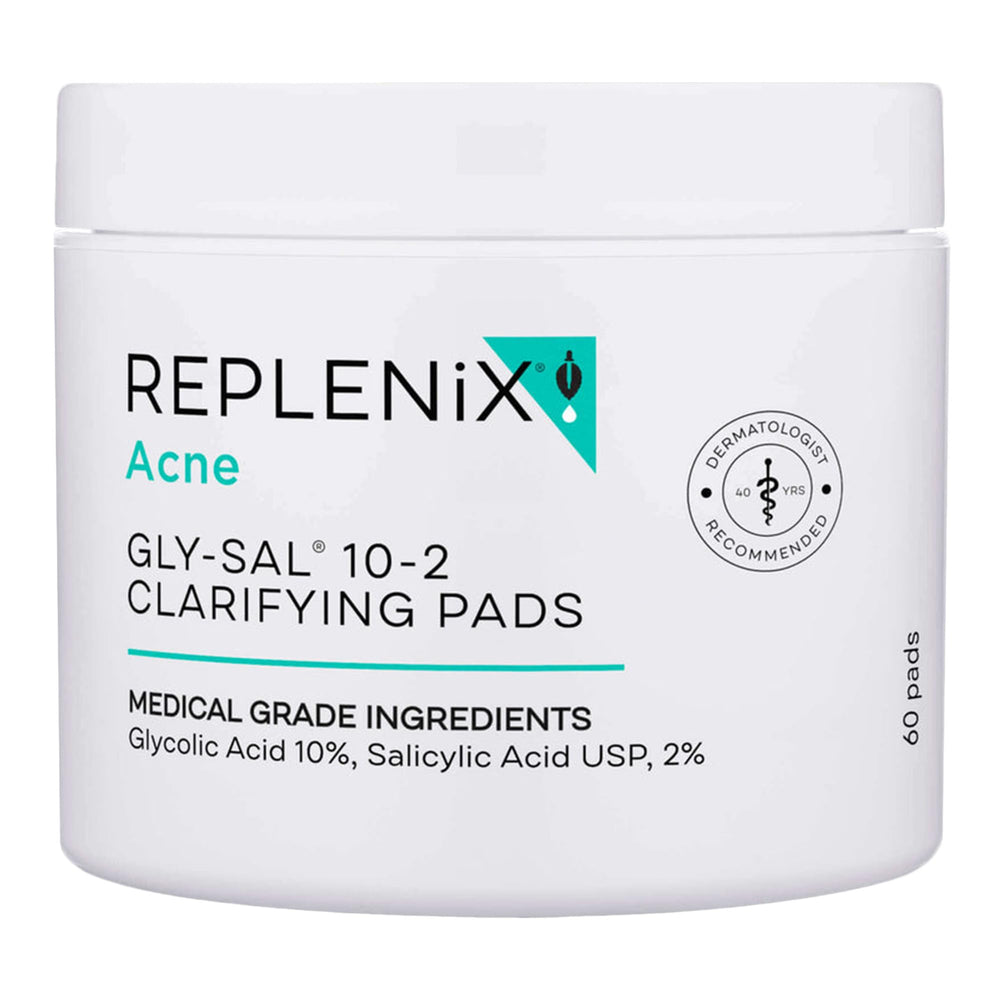 Replenix Gly-Sal disques: boîte montrée, soin ciblé pour pores resserrés et teint équilibré.