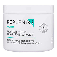 Replenix Gly-Sal disques: boîte montrée, soin ciblé pour pores resserrés et teint équilibré.