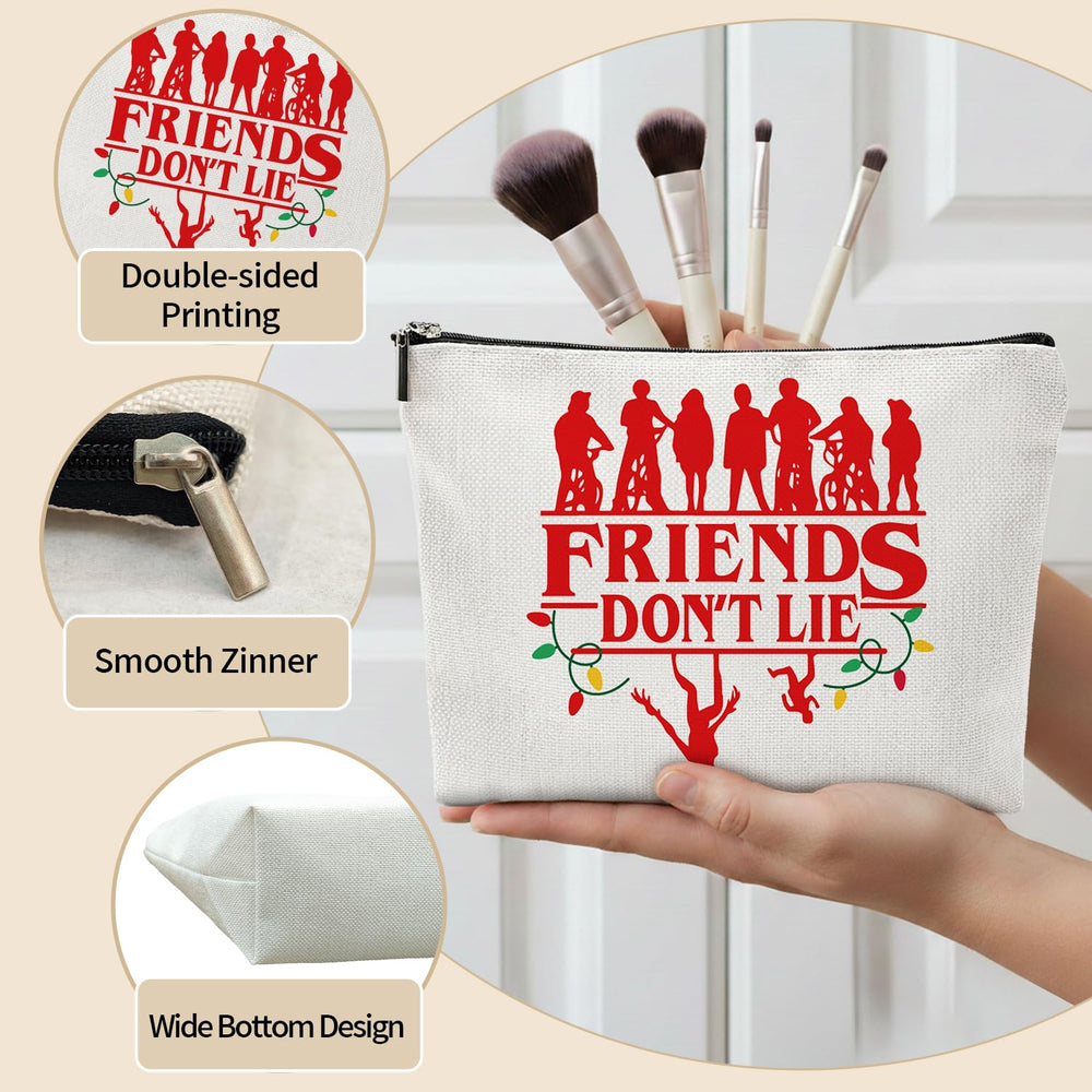 Repnalm Friends Makeup Bag – fermeture métallique, sécurité et durabilité en déplacement.
