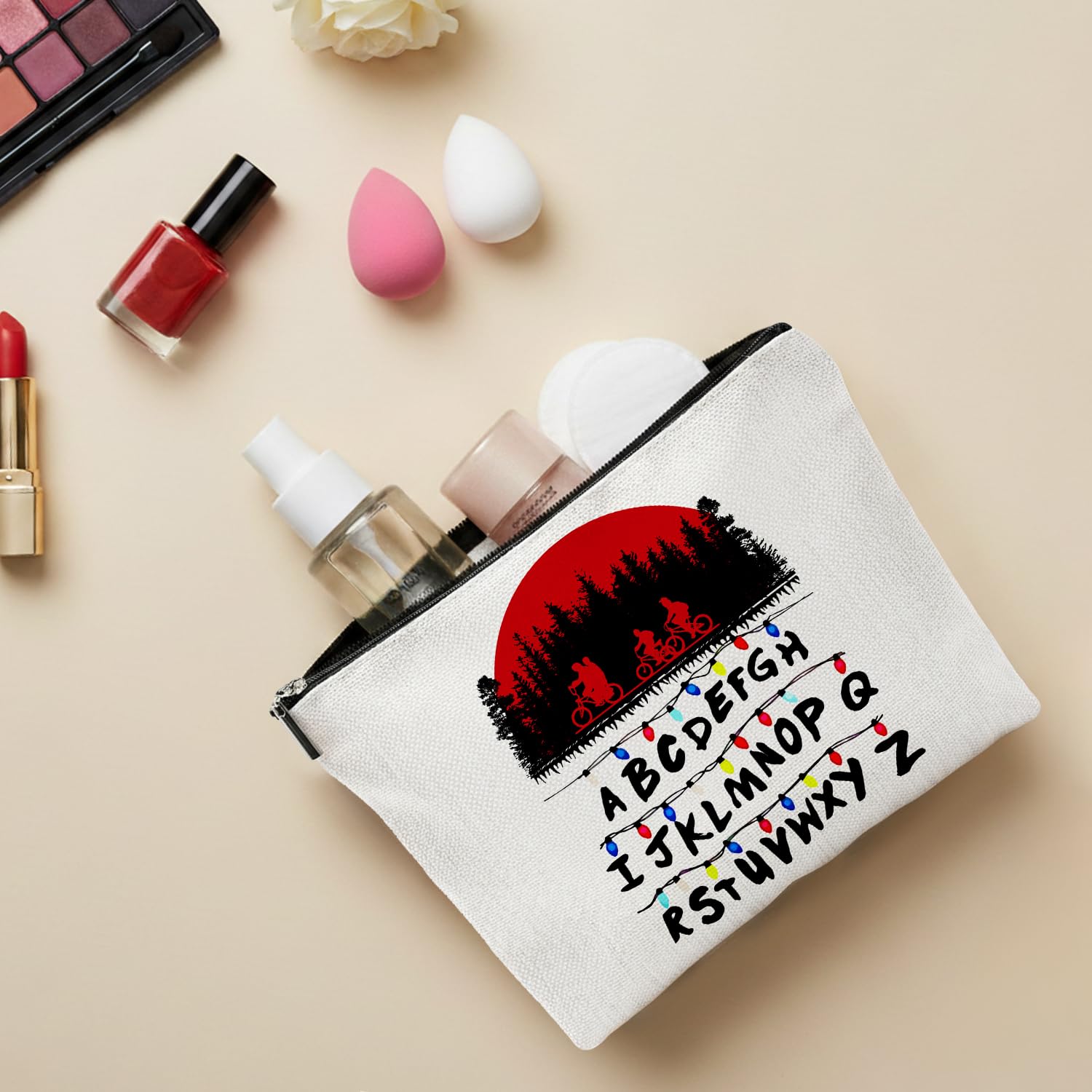 Repnalm Trousse Maquillage amis blanc fermeture à glissière métallique robuste pour voyage