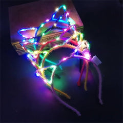 REQO Oreilles-chat lumineuses sur cadre flexible, parfaites pour soirées et clubs.