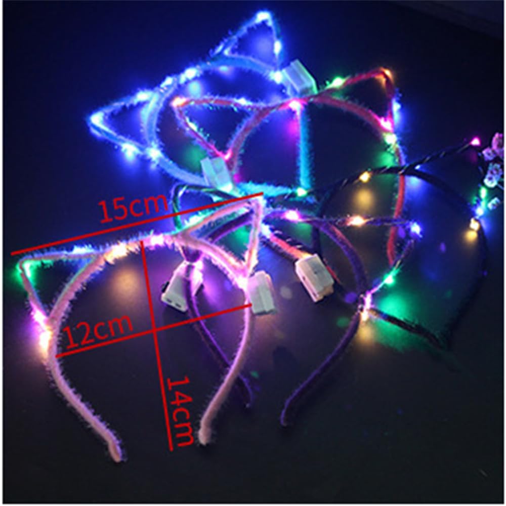 REQO Ensemble de 10 oreilles-chat lumineuses, pratique pour groupes et événements.