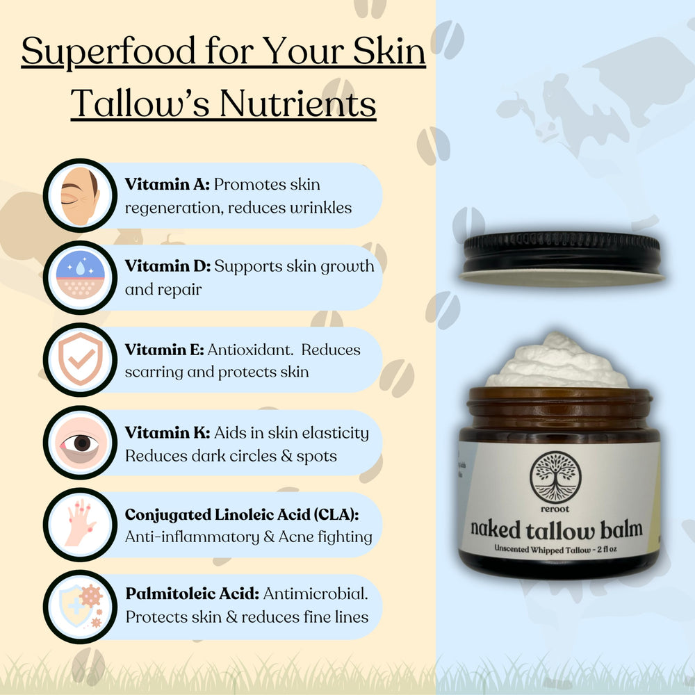 Coudes nourris avec le Baume Tallow Nu de Reroot Organics.