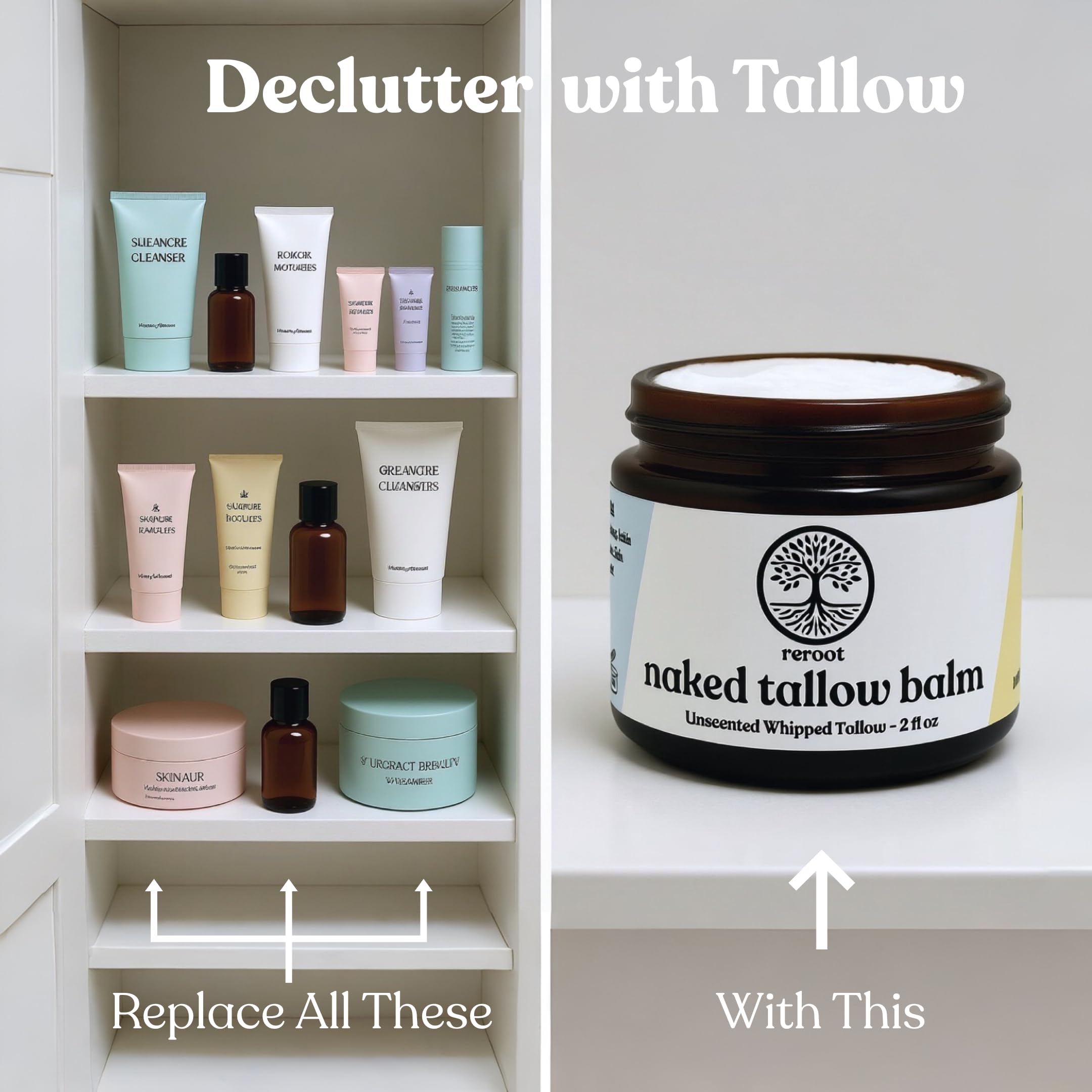 Lèvres protégées par le Baume Tallow Nu de Reroot Organics.