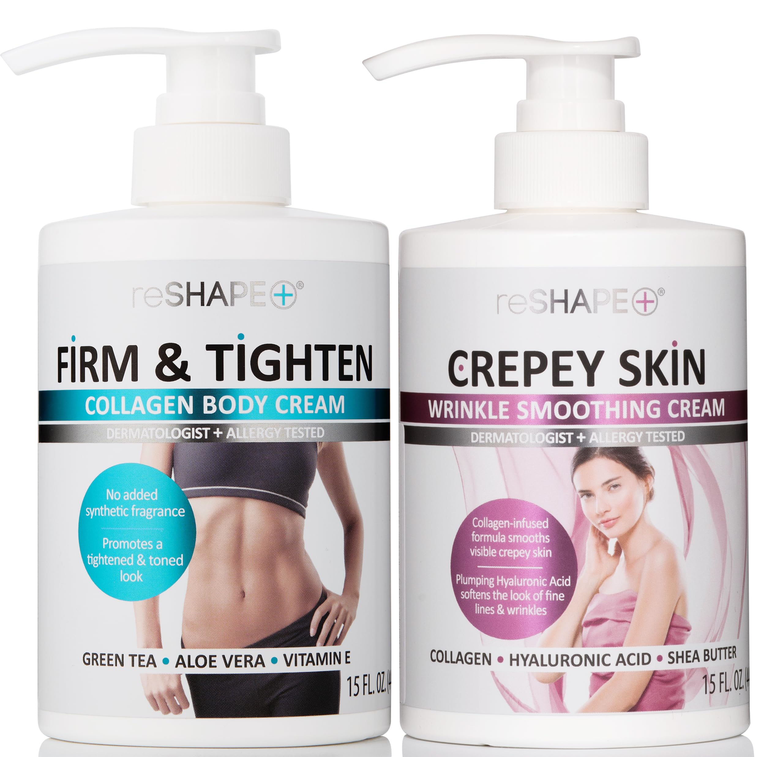 Reshape+ bouteille de crème corporelle — hydratation durable pour la peau