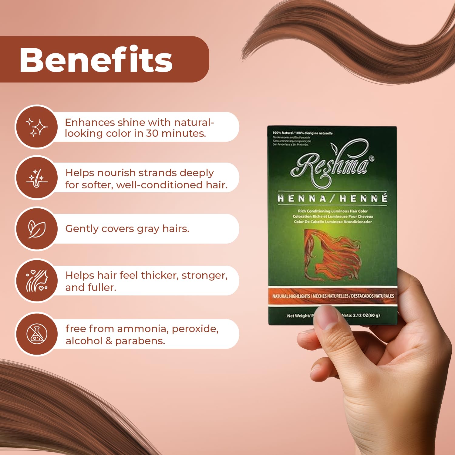 Reshma Beauty cheveux lustrés et couleur naturelle