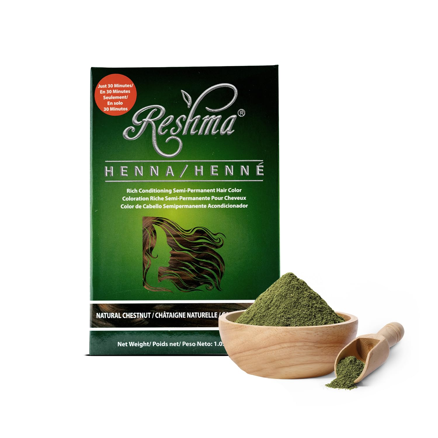Reshma Beauty henné poudre pour coloration naturelle et couverture des gris.