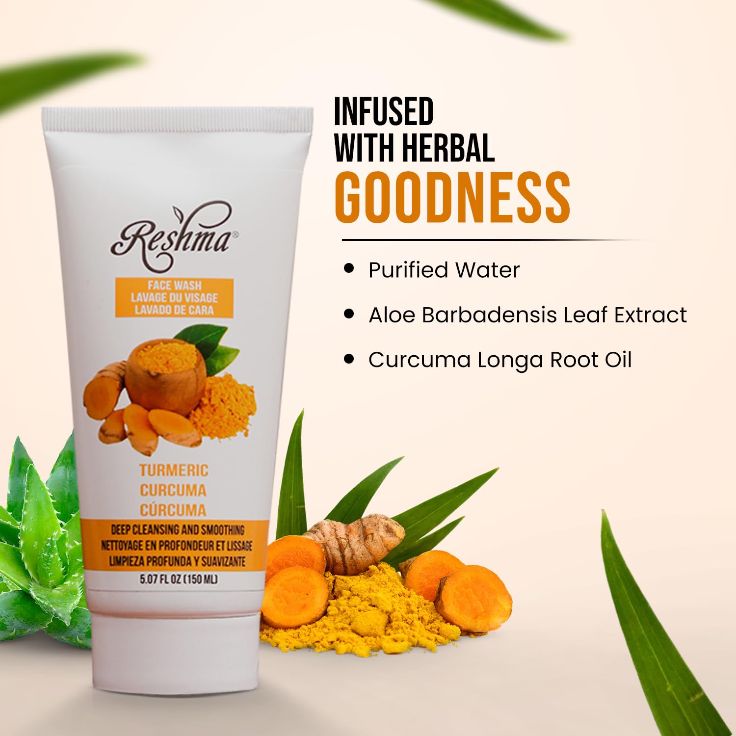 Reshma Beauty Nettoyant Visage Curcuma - Emballage sobre et éthique (non testé sur animaux).
