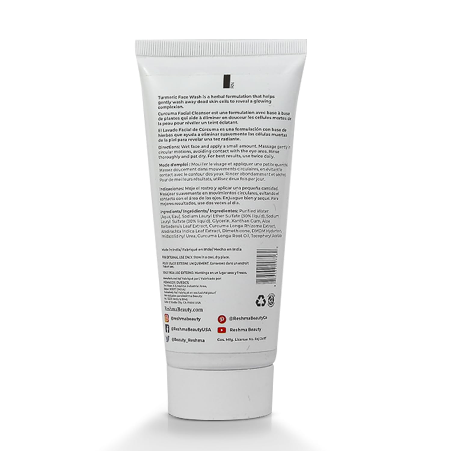 Reshma Beauty Nettoyant Visage Curcuma - Mousse légère pour un nettoyage en douceur.