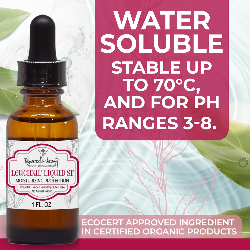 RESURRECTIONbeauty Leucidal Liquid SF – illustration de mesure pour doser facilement dans vos recettes faits maison.