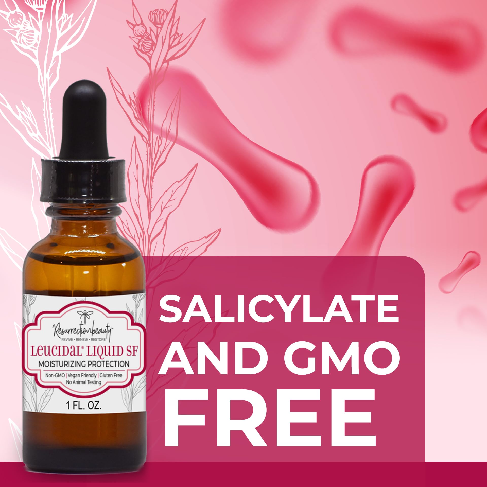 RESURRECTIONbeauty Leucidal Liquid SF – bouteille avec compte-gouttes facilitant l’intégration dans les formules.