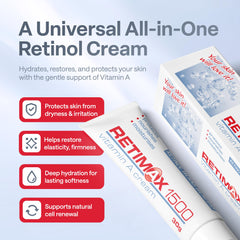 Texture crème douce de RETIMAX 1500 pour nourrir la peau sensible.