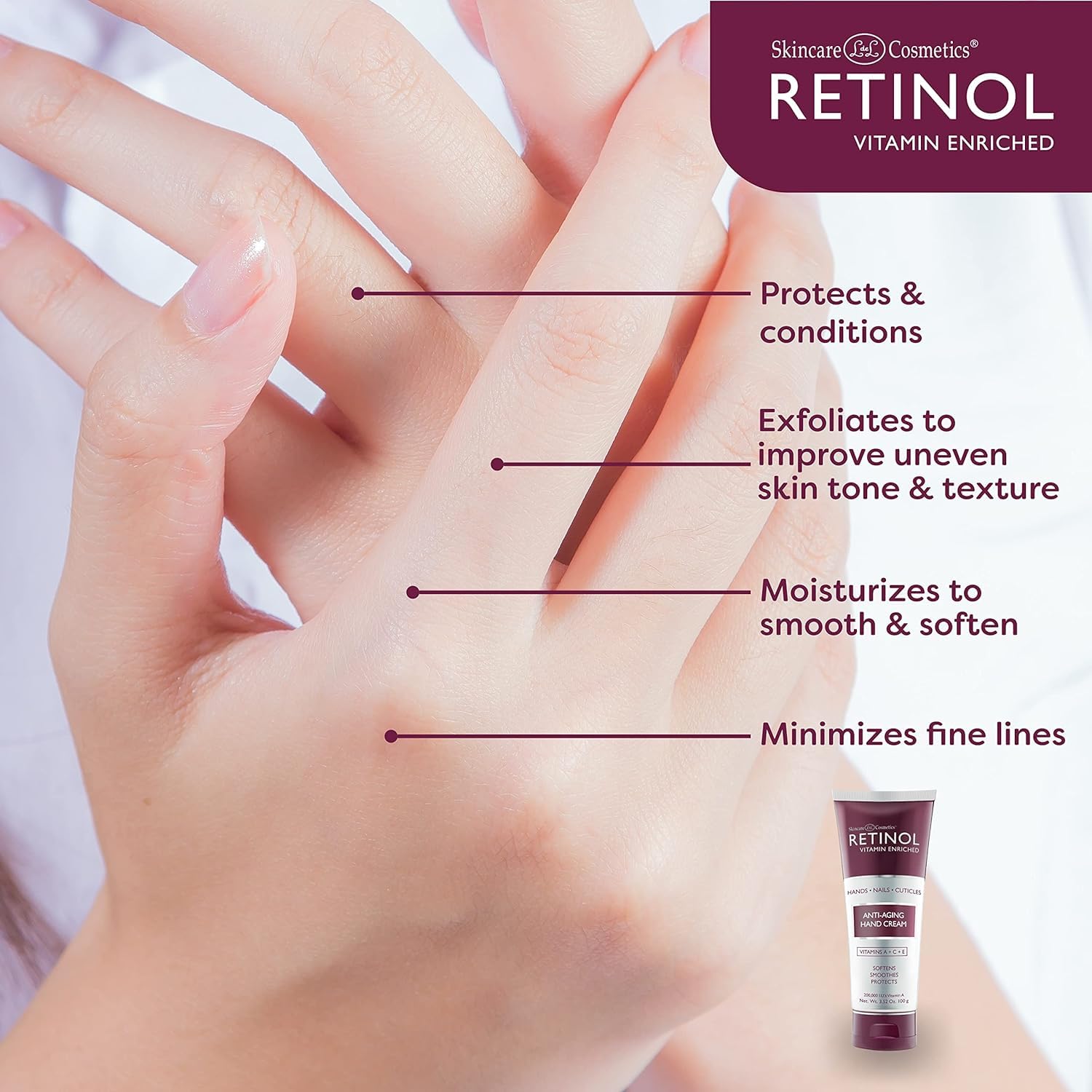 Retinol Crème Mains – ingrédients vert et vitamines pour nourrir