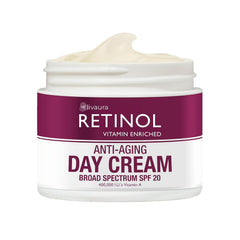 Bouteille Retinol LIVAURA crème jour pour hydratation quotidienne et soin de la peau.