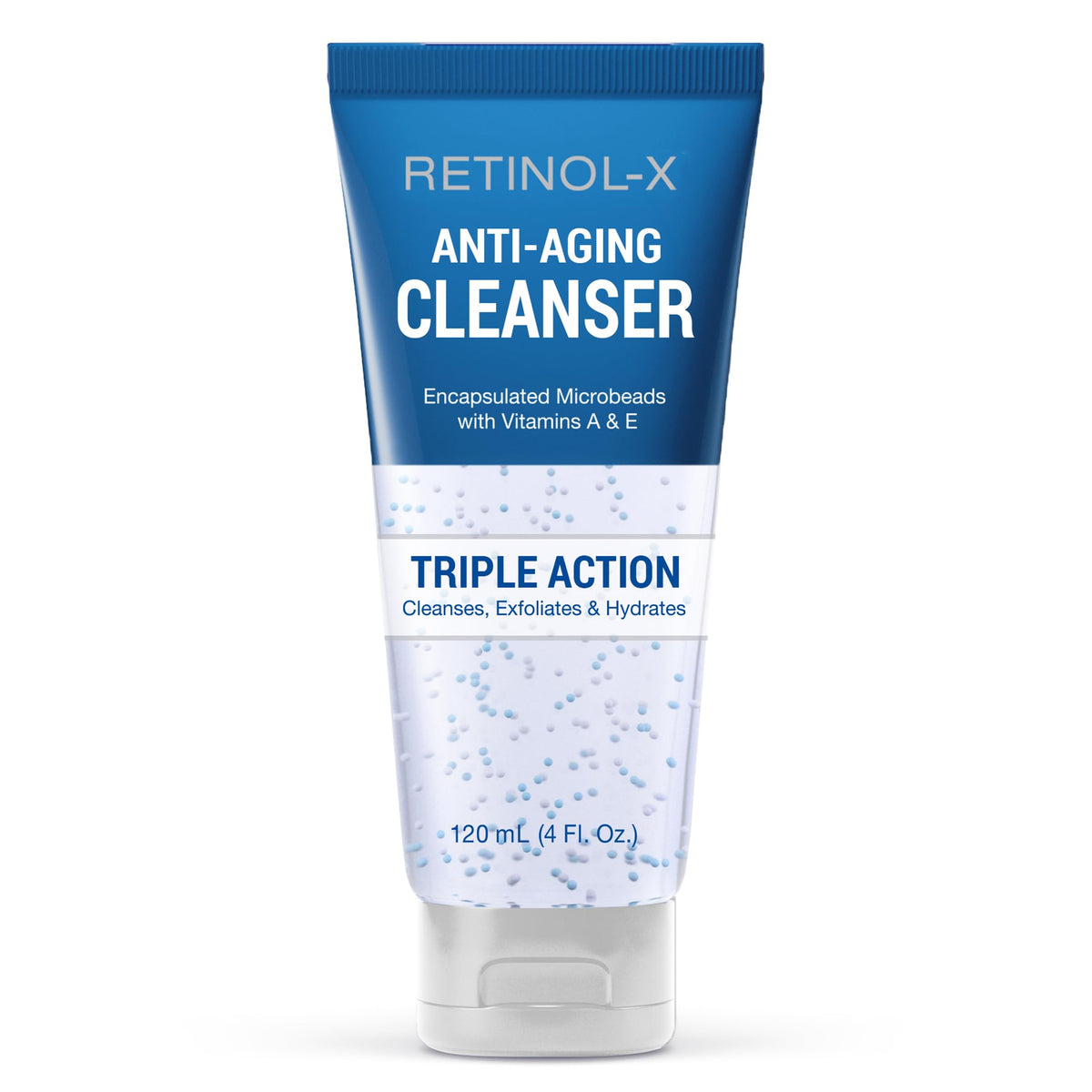 Retinol-X gel nettoyant anti-âge en bouteille, nettoyage en douceur pour la peau.