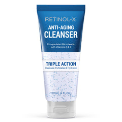 Retinol-X gel nettoyant anti-âge en bouteille, nettoyage en douceur pour la peau.