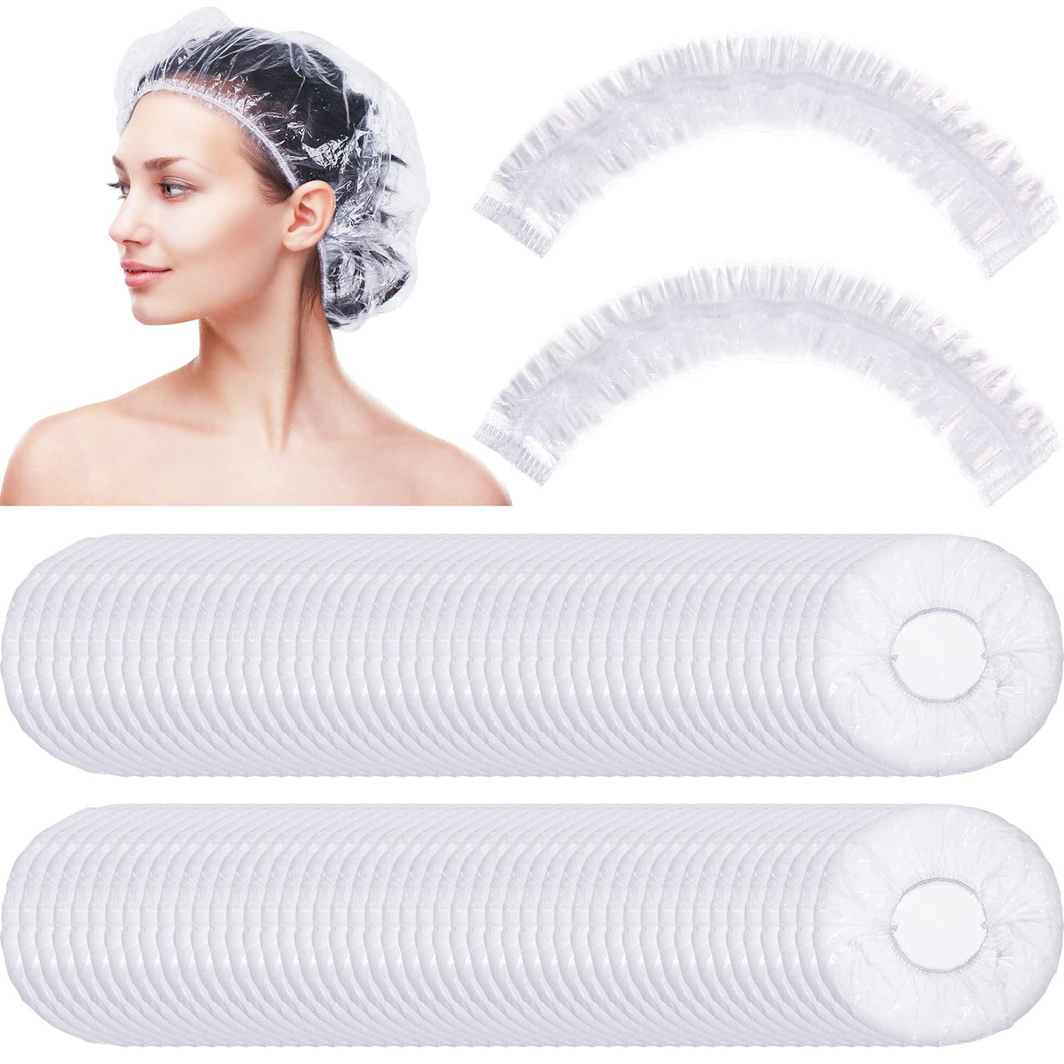 Bonnets de douche jetables Retisee transparents protègent les cheveux.