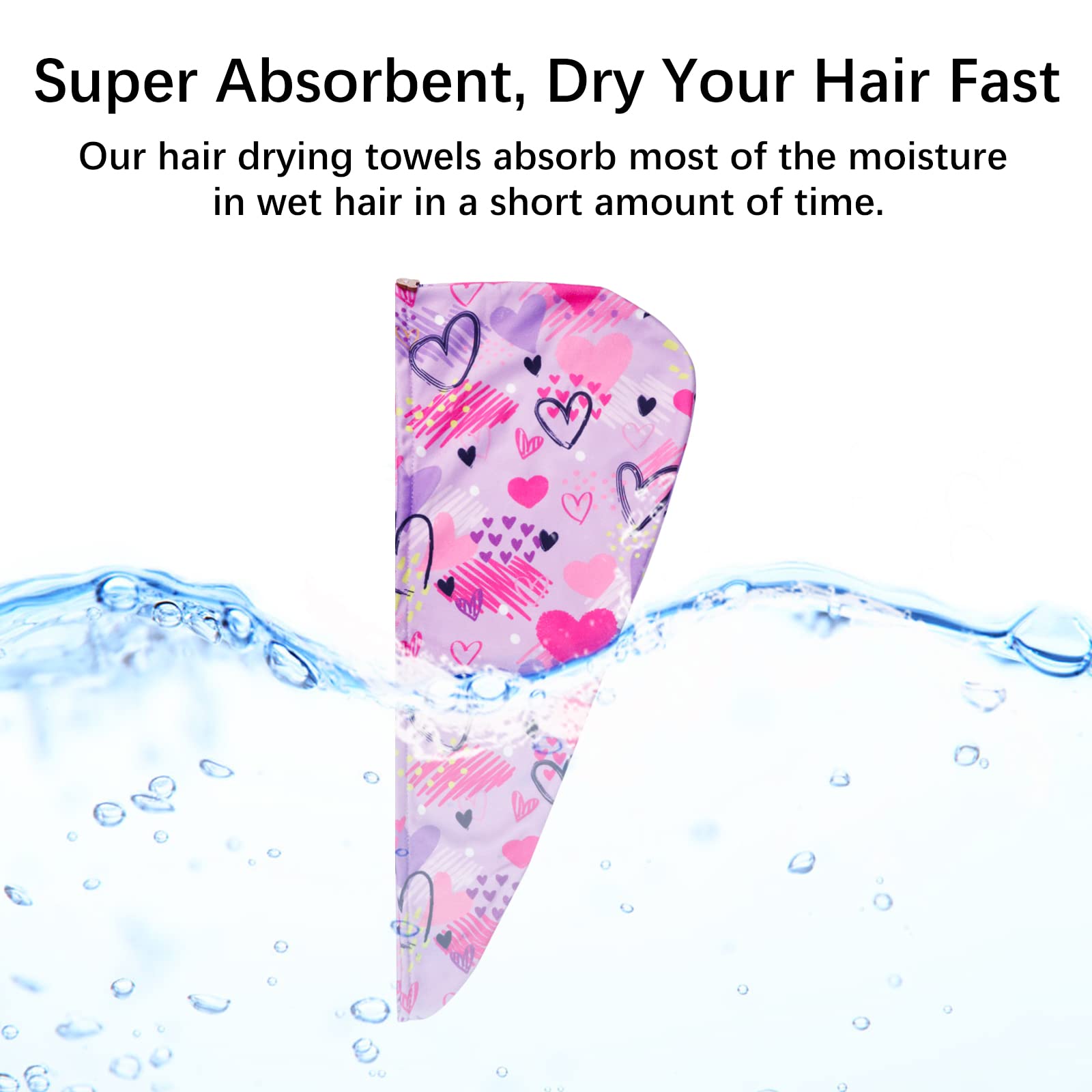 RETON serviette-cheveux motif amour et sirène pour filles