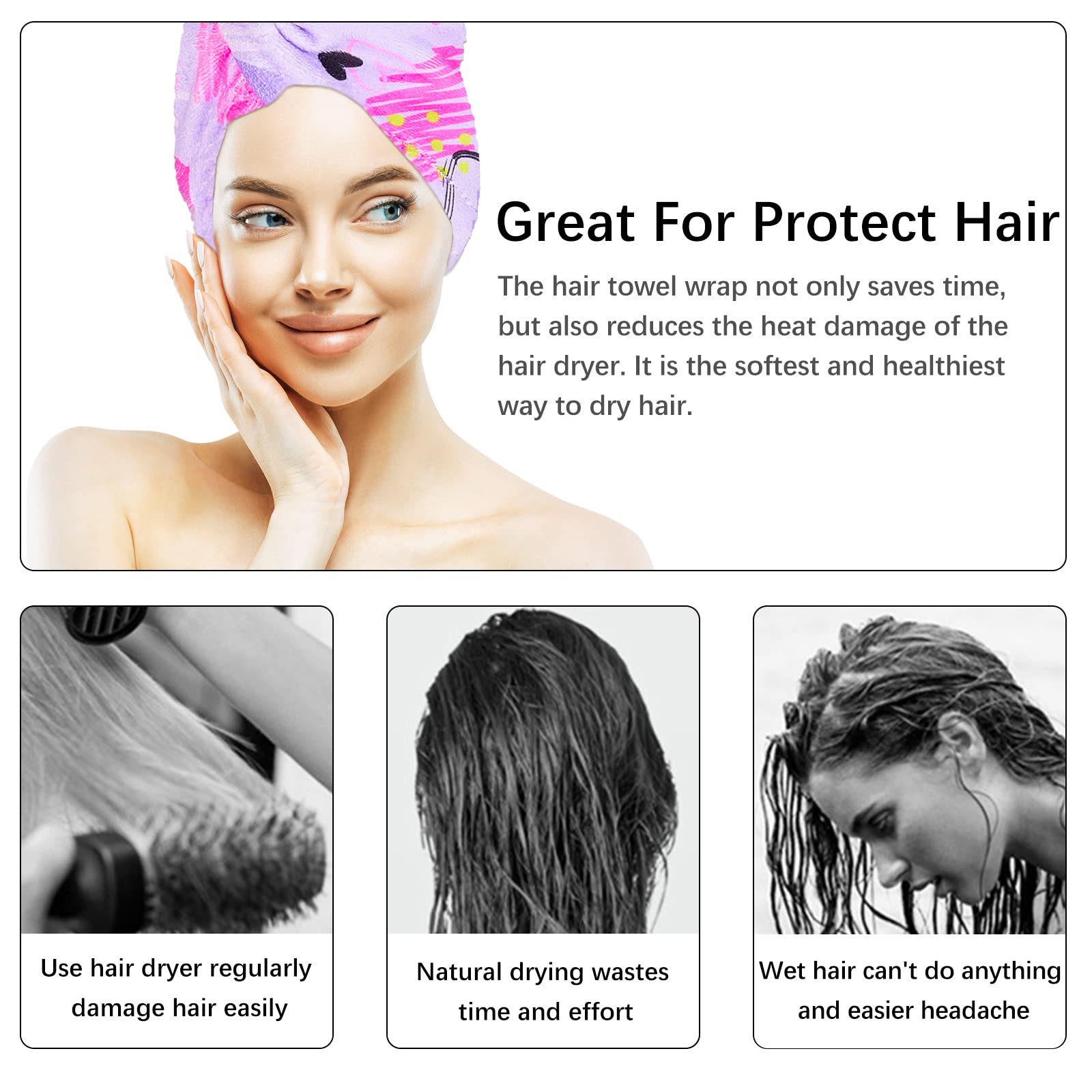 RETON serviettes cheveux adaptées à femme et enfant
