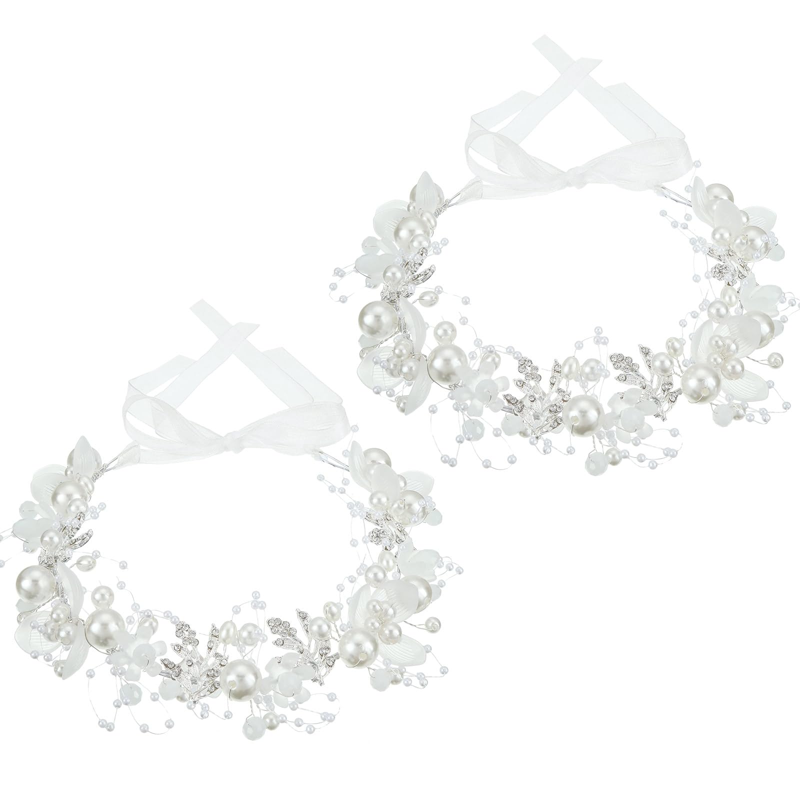 Retrowavy couronne-fleur: éclat strass et perles pour cérémonie élégante.