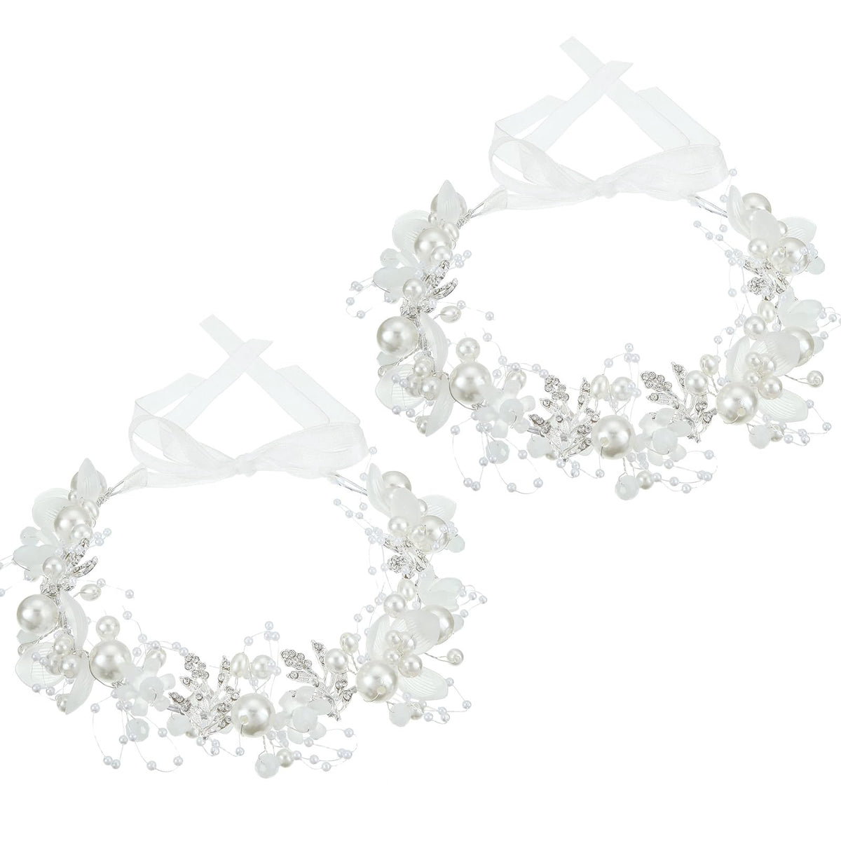 Retrowavy couronne-fleur: éclat strass et perles pour cérémonie élégante.