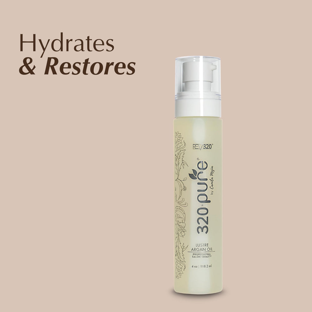 Rev320 huile d'argan – application sur cheveux grâce à la pompe pratique.