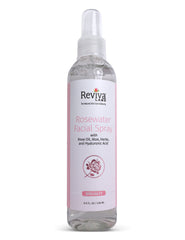 Brume visage Reviva Labs à l’eau de rose, rafraîchit et hydrate doucement la peau.