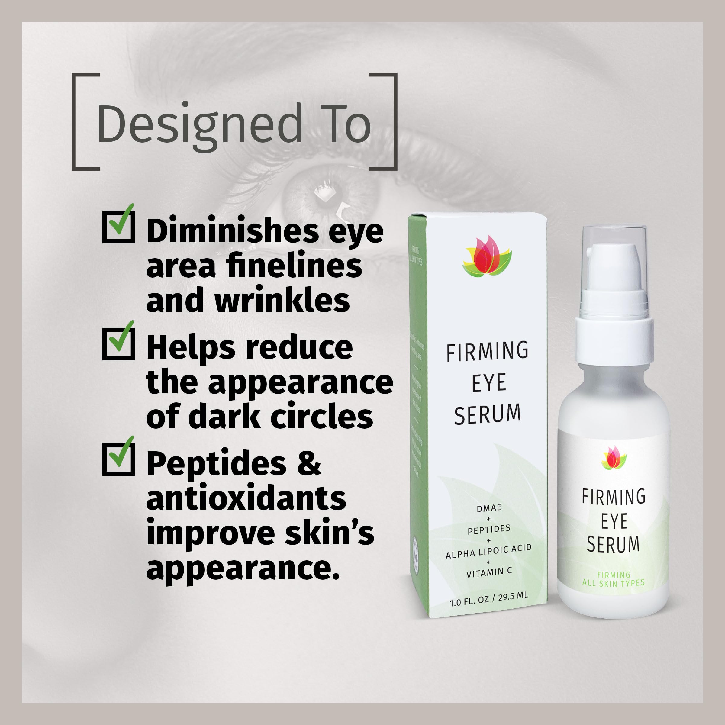 Reviva Labs Eye Serum texture swatch highlights silky application and quick absorption