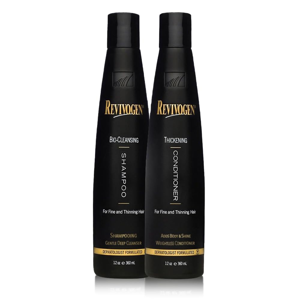 Shampoo Revivogen MD, bouteille bio-nettoyante, cuir chevelu plus sain et frais.